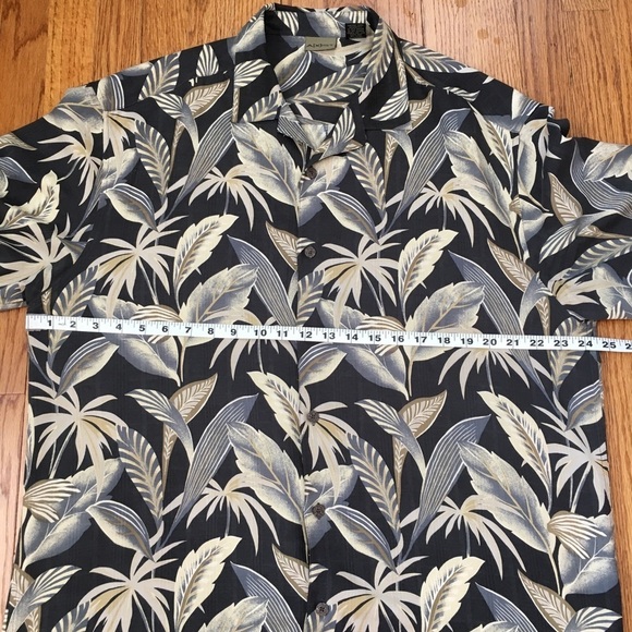 Axist Y2K Boho silk Hawaiian Tropical leaf print short sleeve button up shirt - Picture 11 of 15